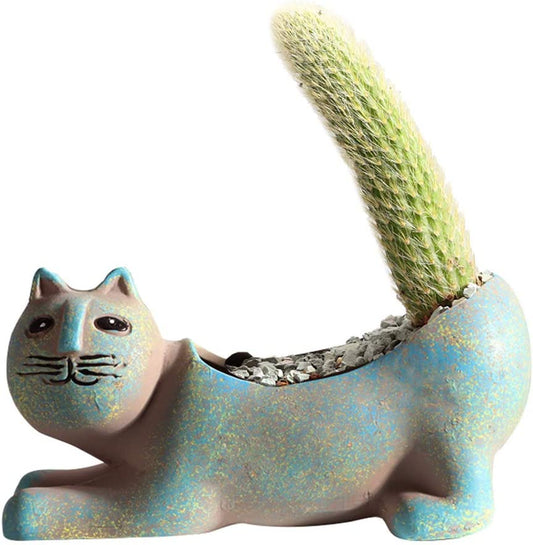 Retro Ceramic Cat Shape Succulent Plant Pot